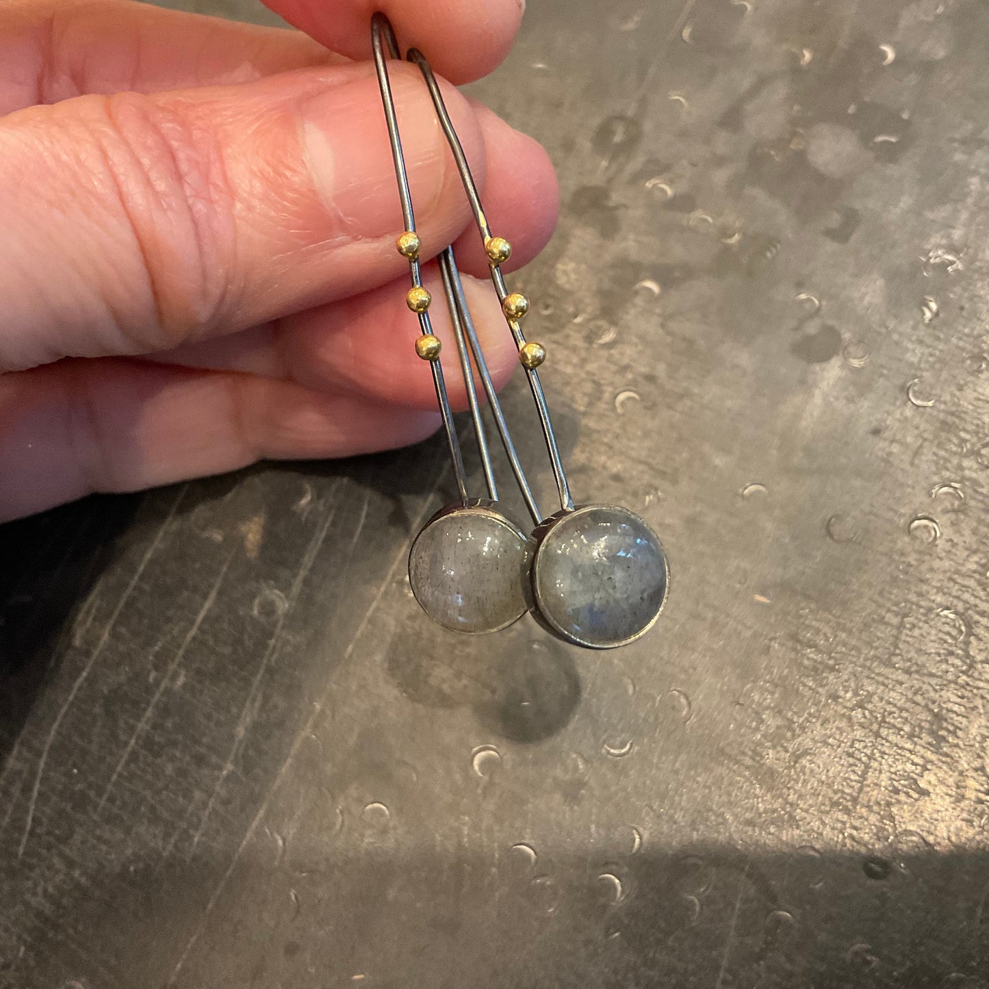 sterling silver modernist hook earrings labradorite