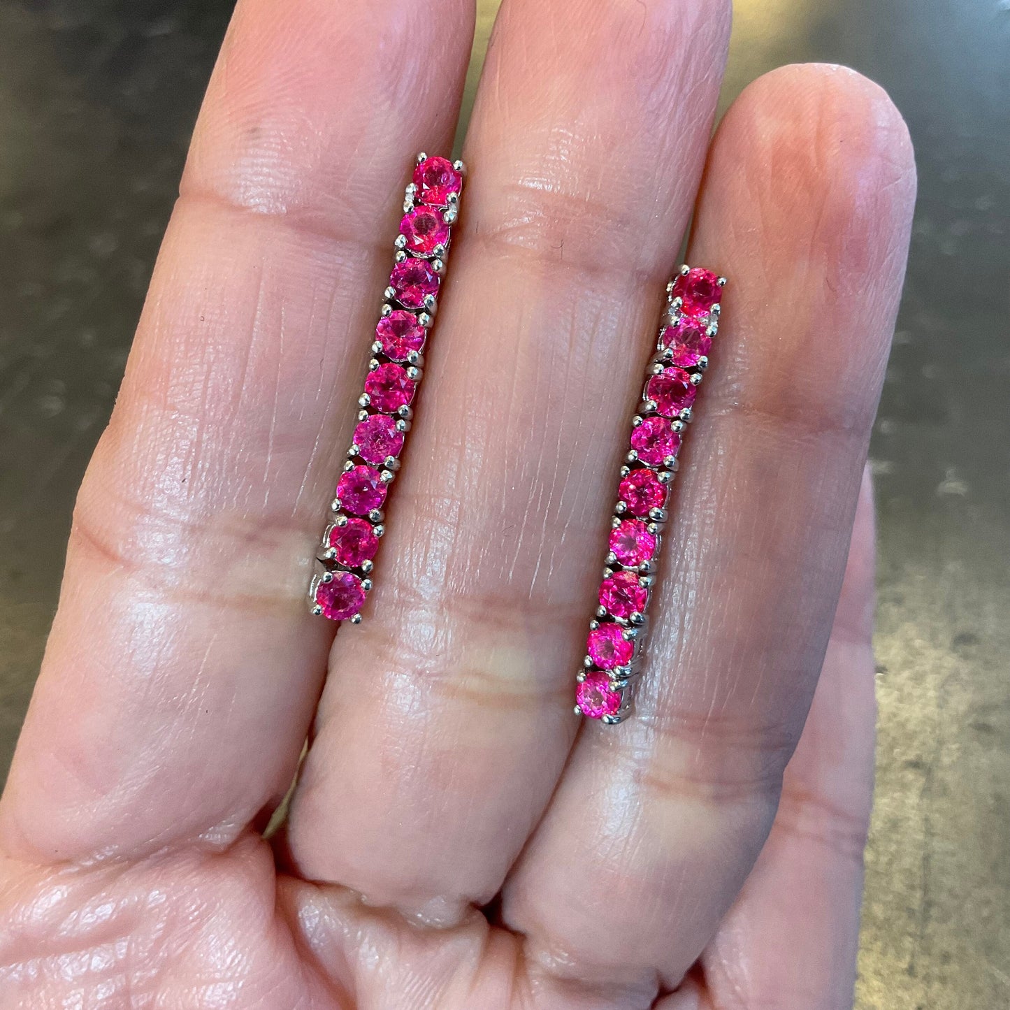 Sterling Silver pink topaz dangle earrings