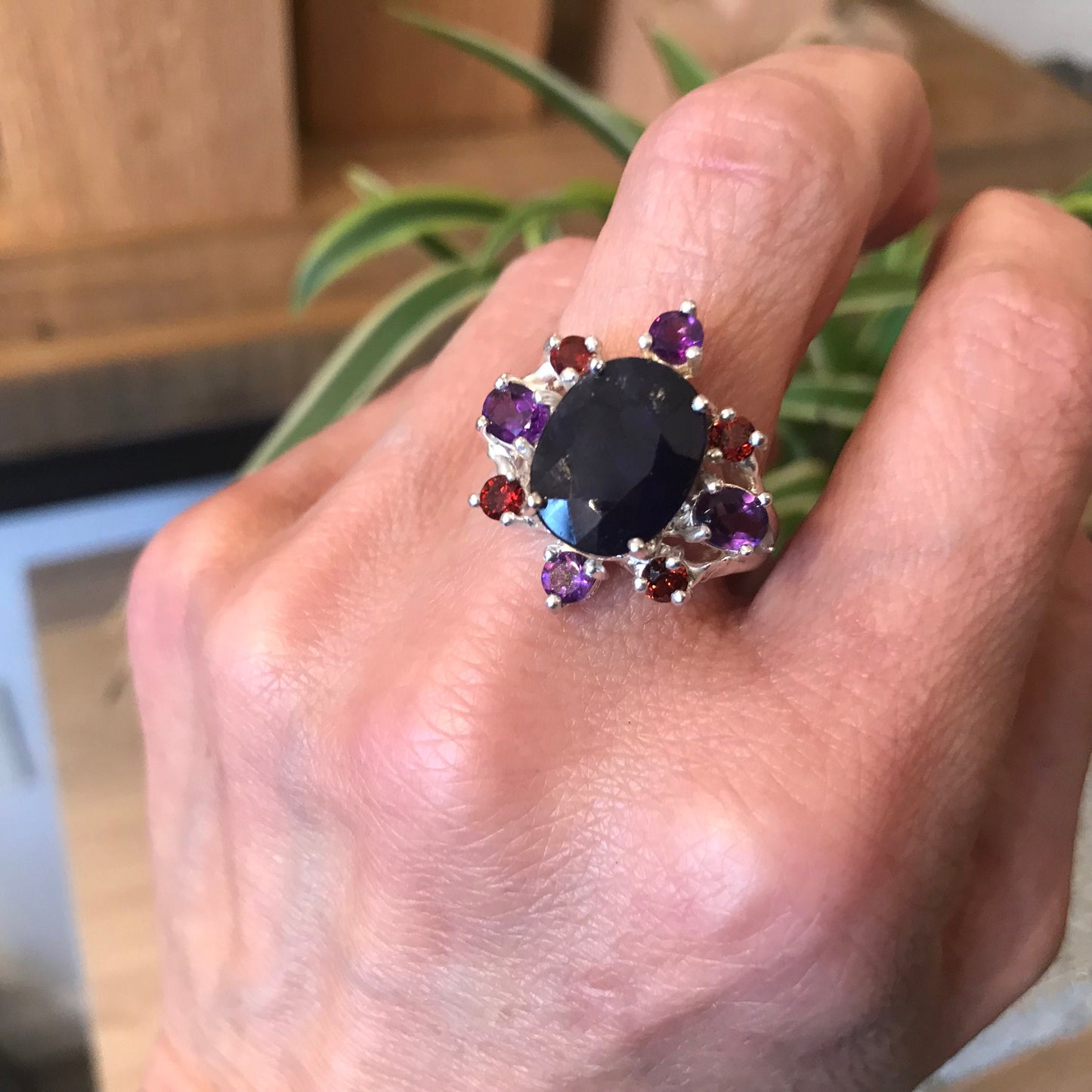 Sterling Silver sapphire amethyst Ring 9