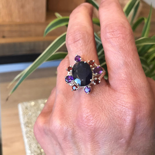 Sterling Silver sapphire amethyst Ring 9