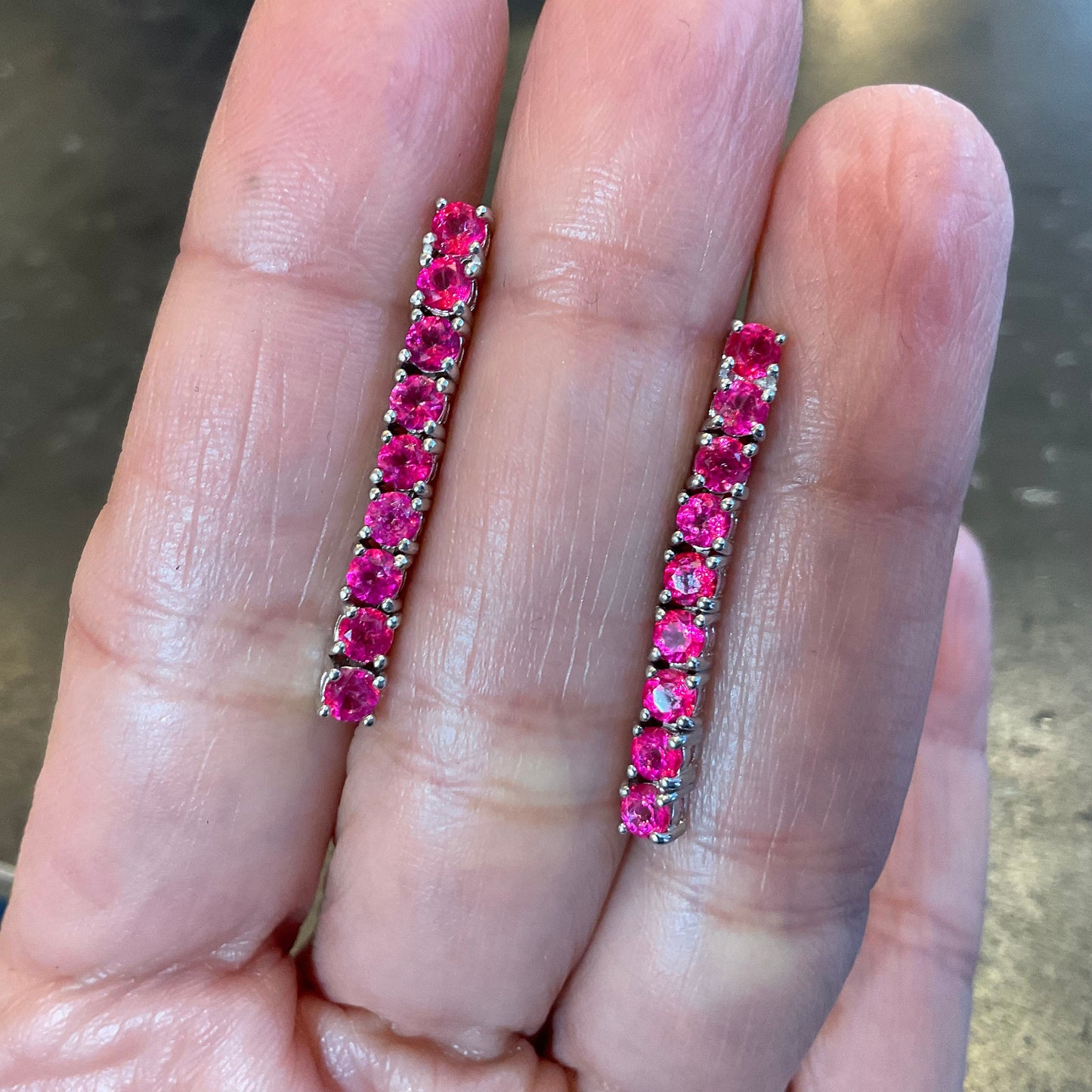 Sterling Silver pink topaz dangle earrings
