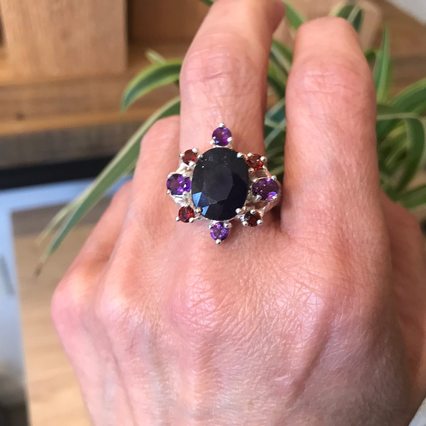 Sterling Silver sapphire amethyst Ring 9