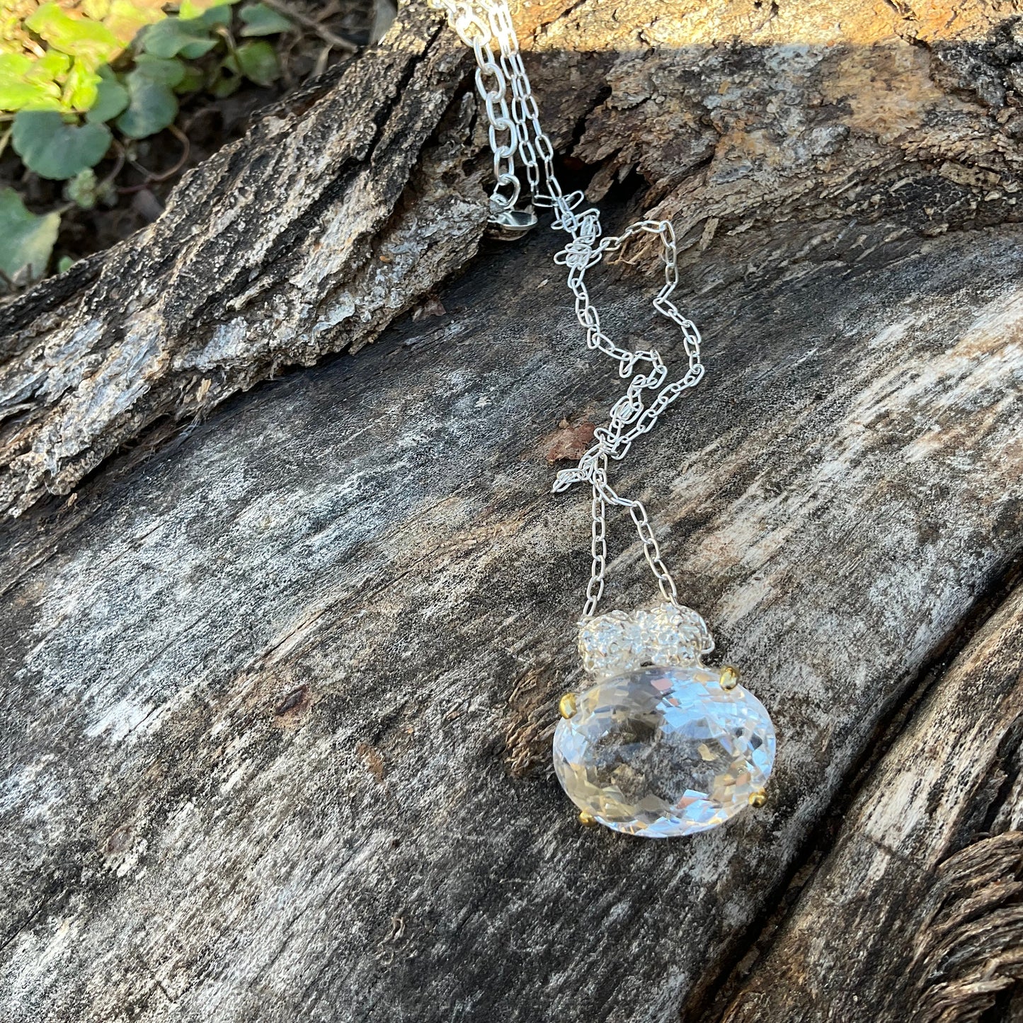 Sterling Silver Natural quartz Pendant Necklace