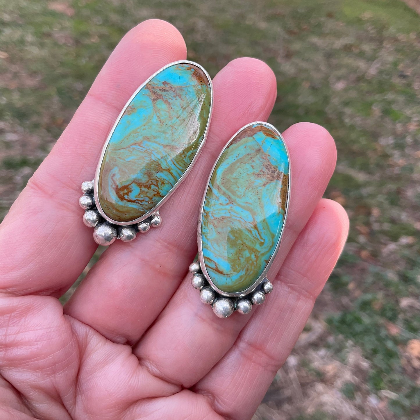 Sterling Silver turquoise statement post earrings