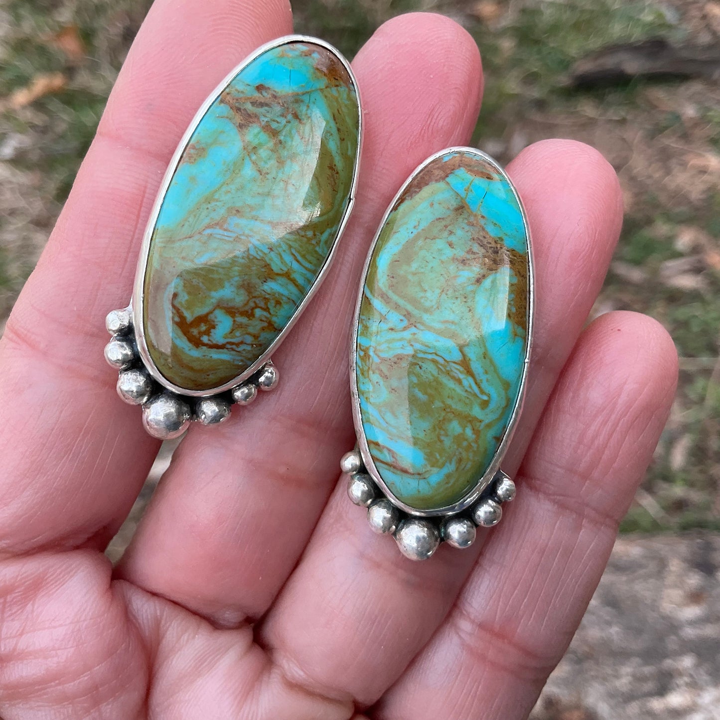 Sterling Silver turquoise statement post earrings
