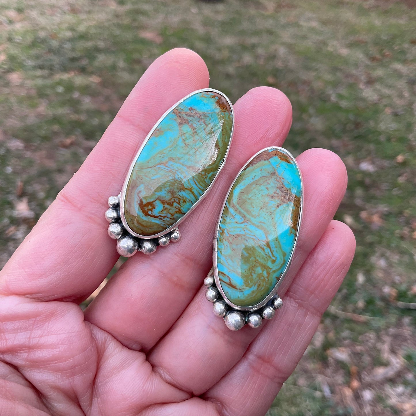 Sterling Silver turquoise statement post earrings