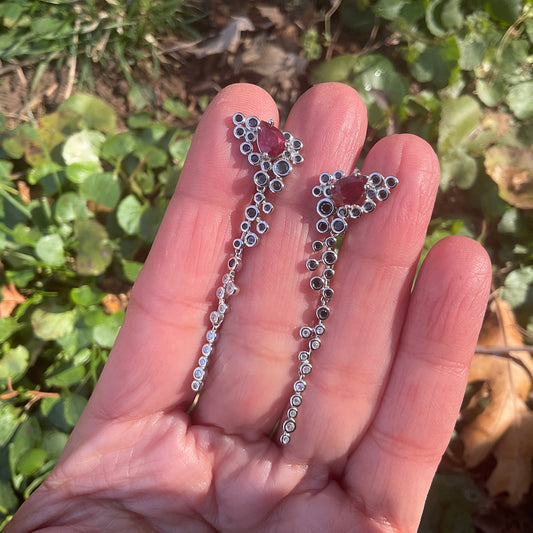 Sterling Silver mozambique garnet Fancy post earrings