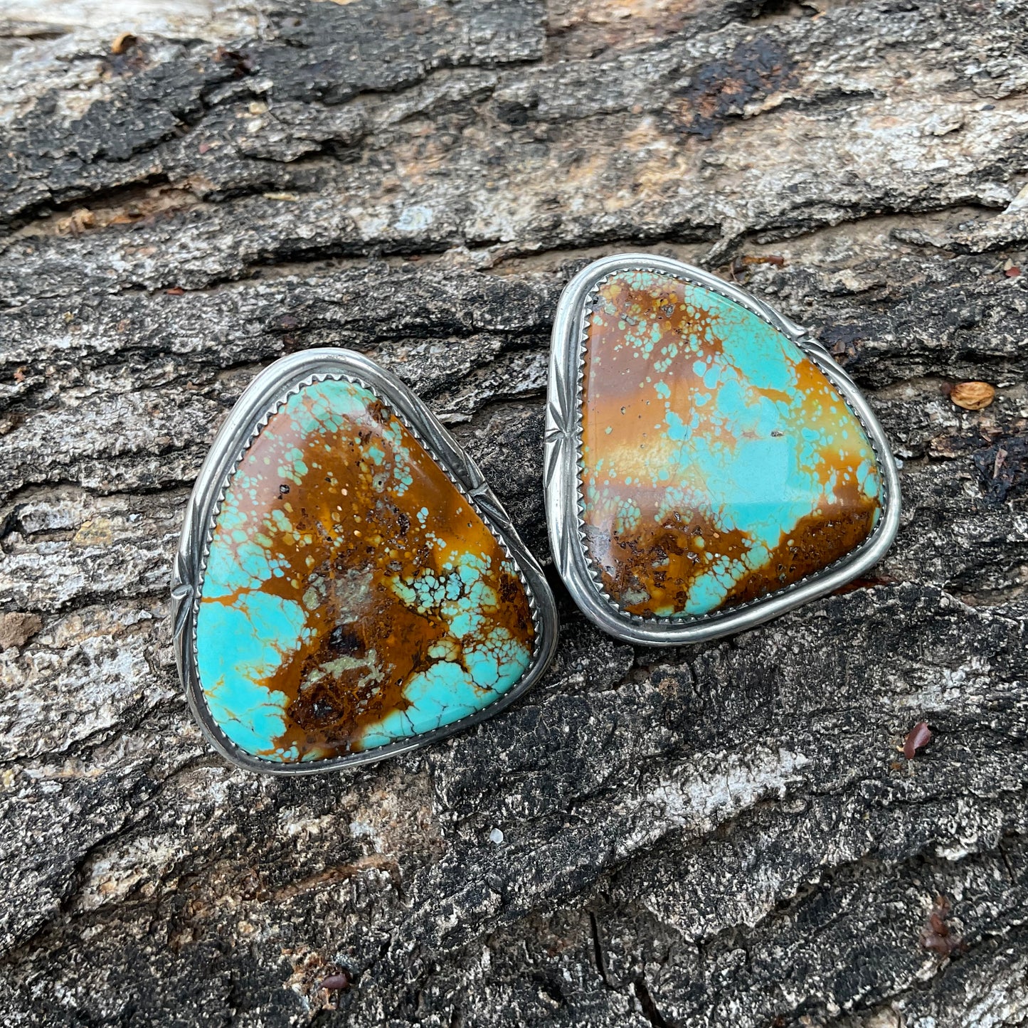 Sterling Silver turquoise statement oversize post earrings