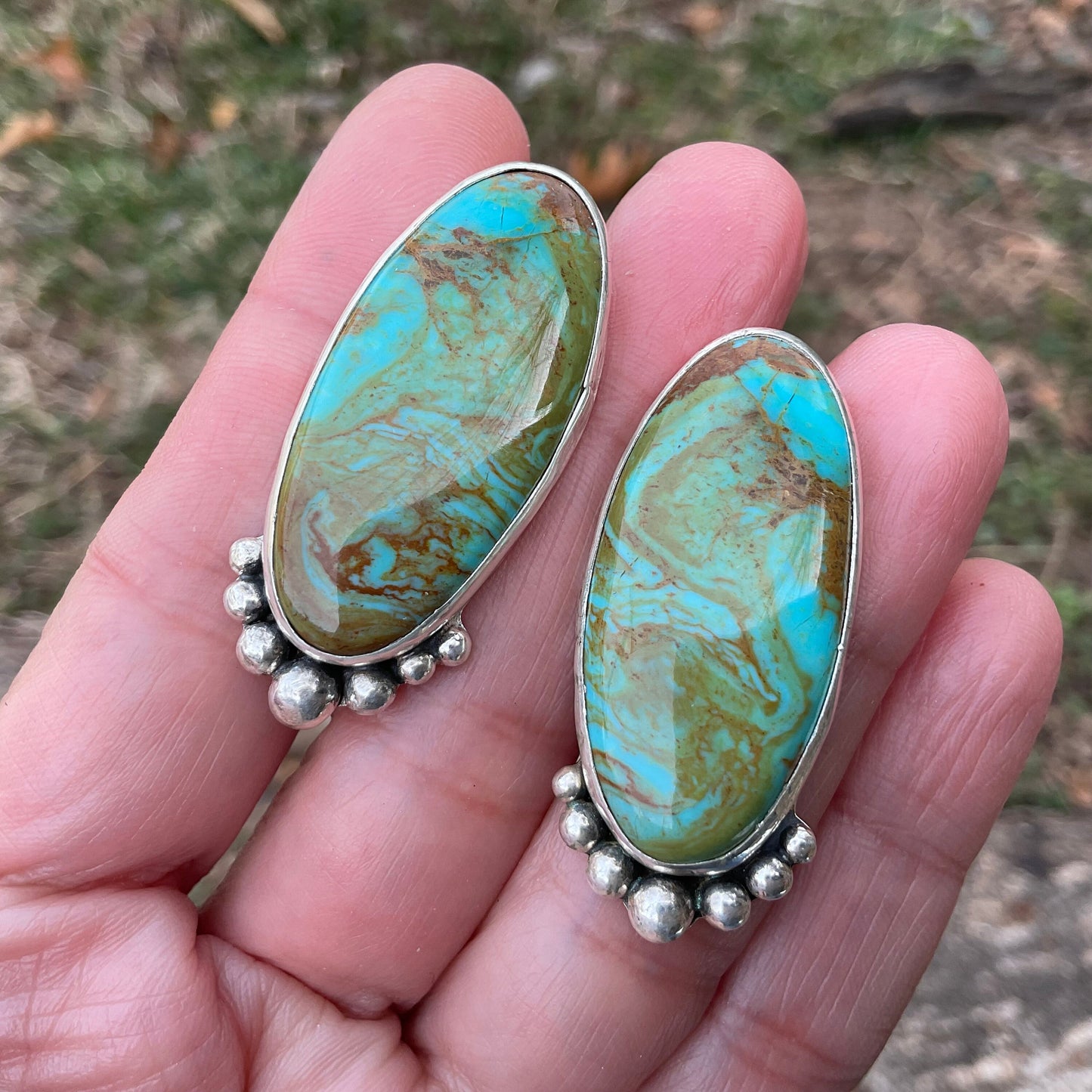 Sterling Silver turquoise statement post earrings