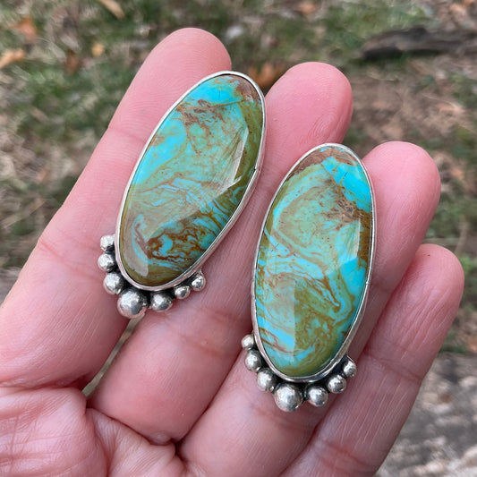 Sterling Silver turquoise statement post earrings