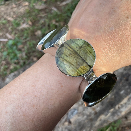 sterling silver Natural labradorite bracelet