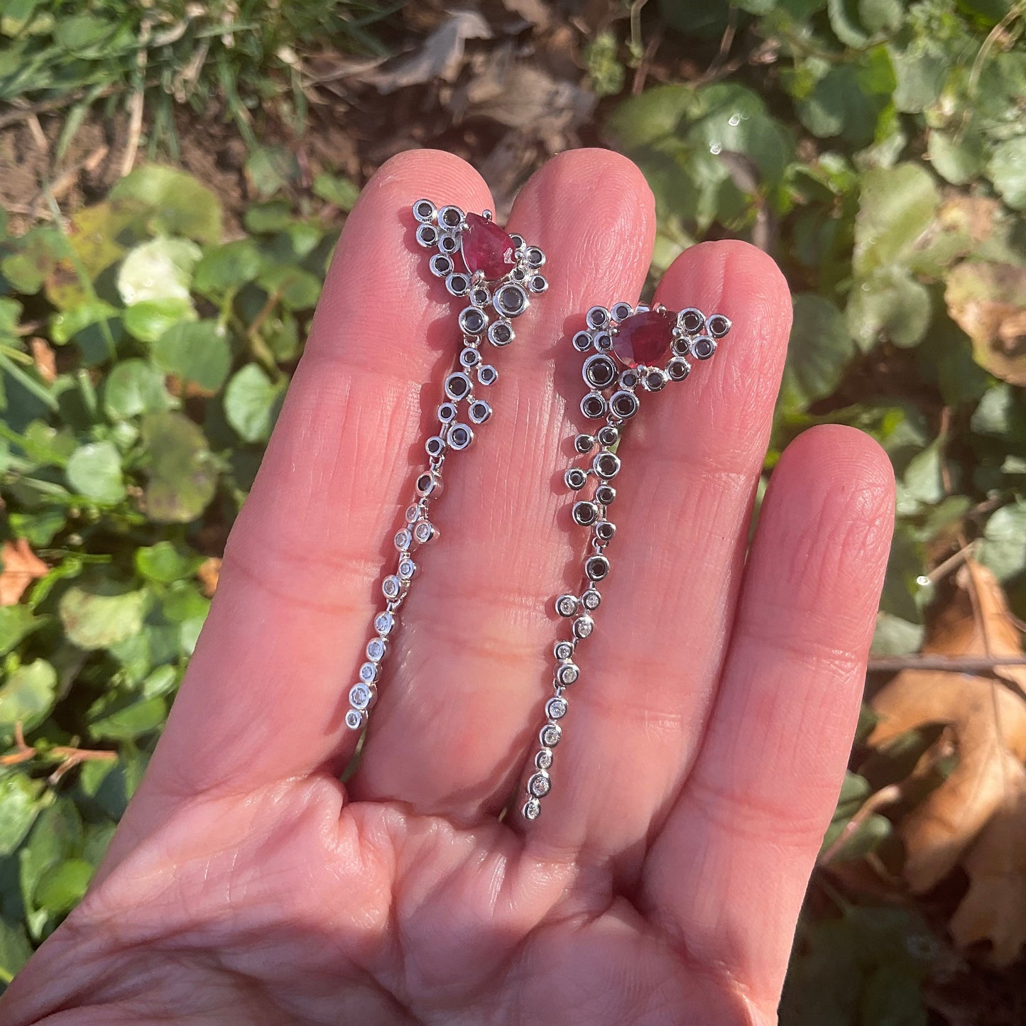 Sterling Silver mozambique garnet Fancy post earrings