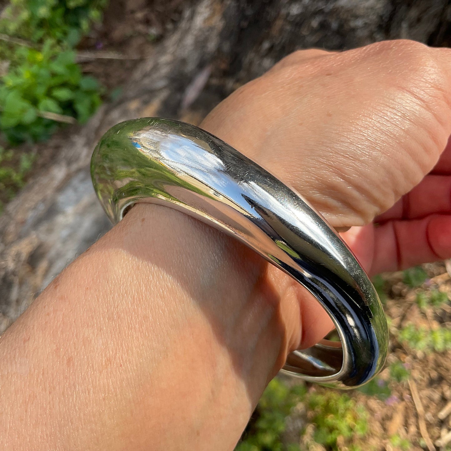 sterling silver modernist abstract Bracelet bangle cuff