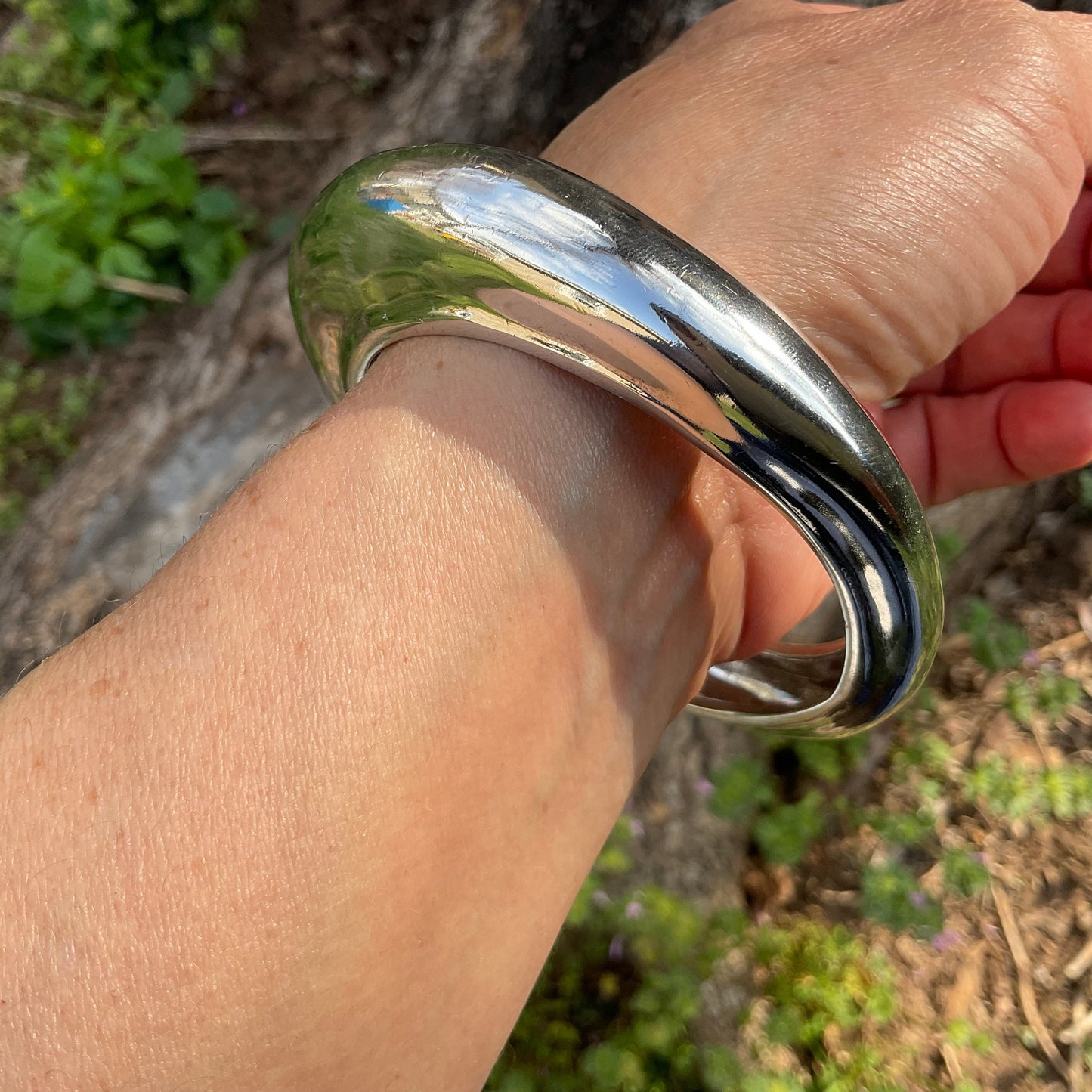 sterling silver modernist abstract Bracelet bangle cuff